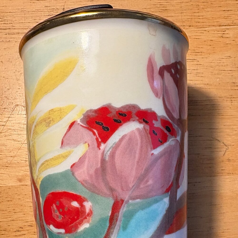 Starbucks Flowered Double Walled Ceramic Coffee Tumbler